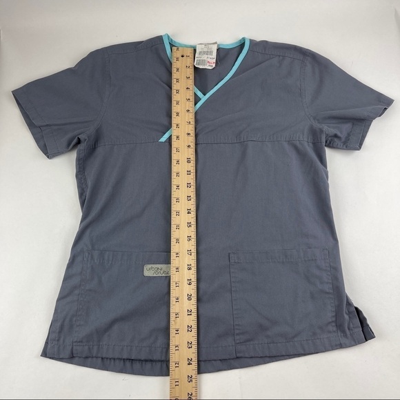 Urbane Scrub Top Womens Small Gray Pockets Vneck Short Sleeve - Picture 6 of 8